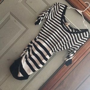 Black and white striped sweater dress